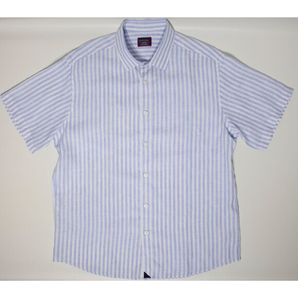 Lot of 3 UNTUCKit 100% Linen Short Sleeve Button Shirts Blue Red Men Size L (B2) - Picture 4 of 16